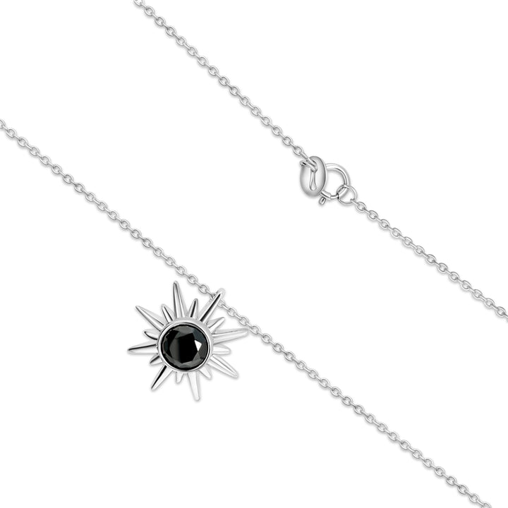 1.08 Cts Black Diamond Solitaire Pendant in 925 Sterling Silver