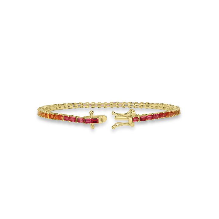 5.61 Cts Multi Sapphire Bracelet in 14K Yellow Gold