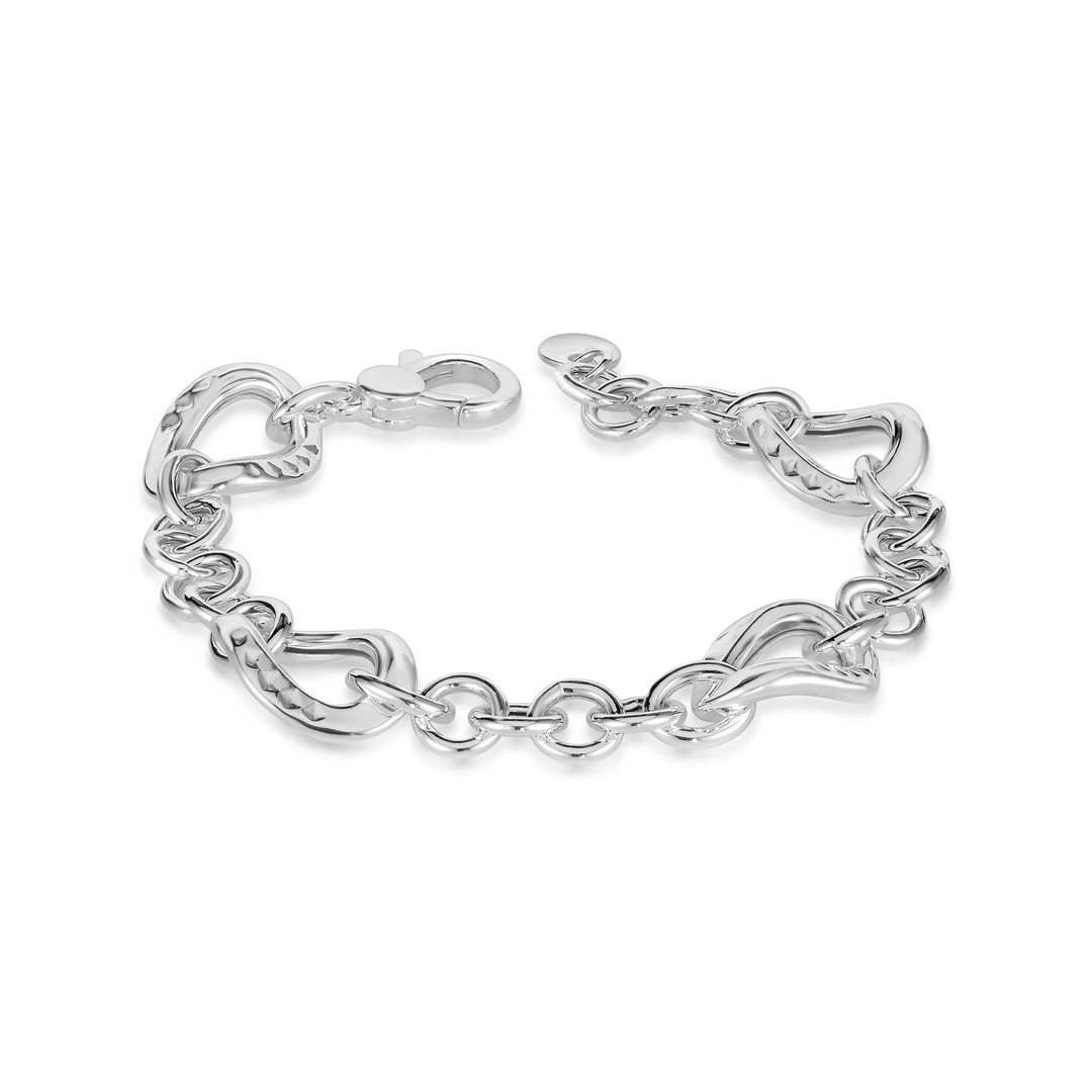 Italian Bracelet 7 Inch in White Rhodium Plated 925 Sterling Silver
