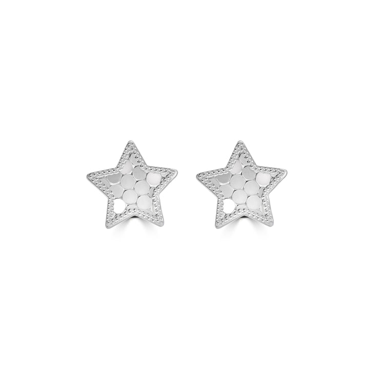 White Rhodium Plated Star Earring in 925 Sterling Silver