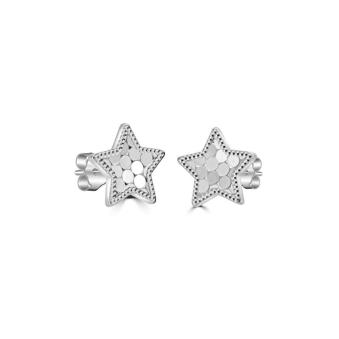 White Rhodium Plated Star Earring in 925 Sterling Silver