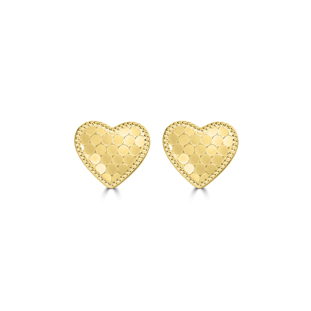 Yellow Gold Plated Heart Earring in 925 Sterling Silver