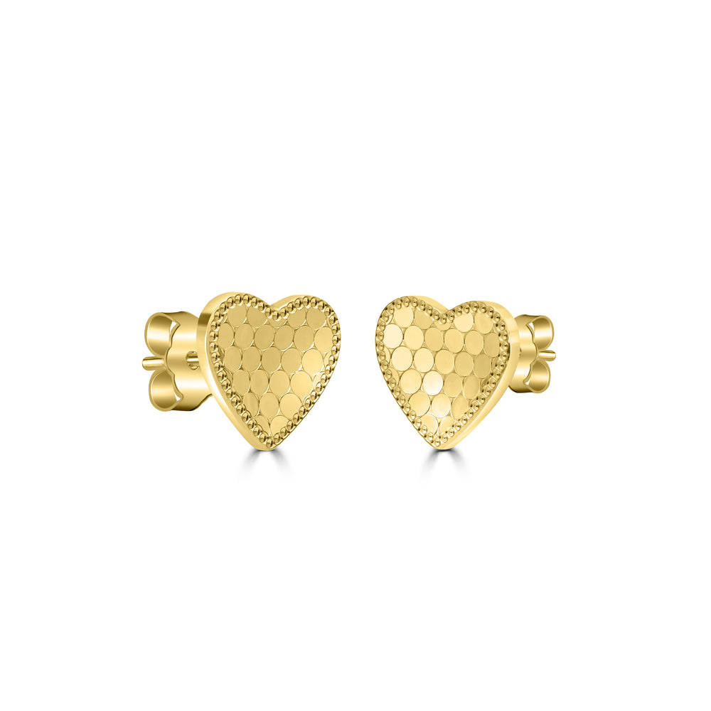 Yellow Gold Plated Heart Earring in 925 Sterling Silver