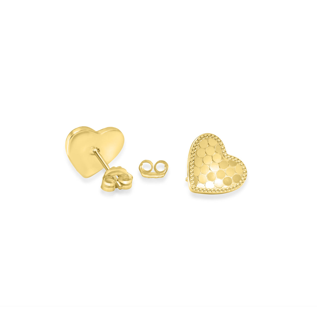 Yellow Gold Plated Heart Earring in 925 Sterling Silver