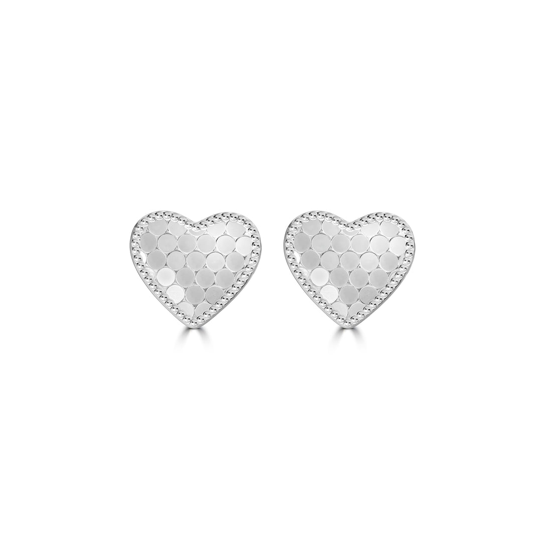 White Rhodium Plated Heart Earring in 925 Sterling Silver