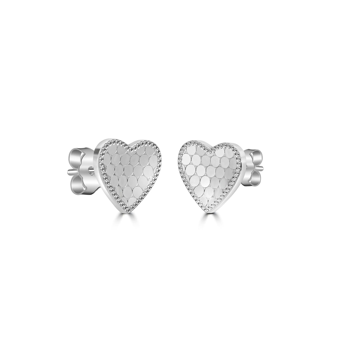 White Rhodium Plated Heart Earring in 925 Sterling Silver