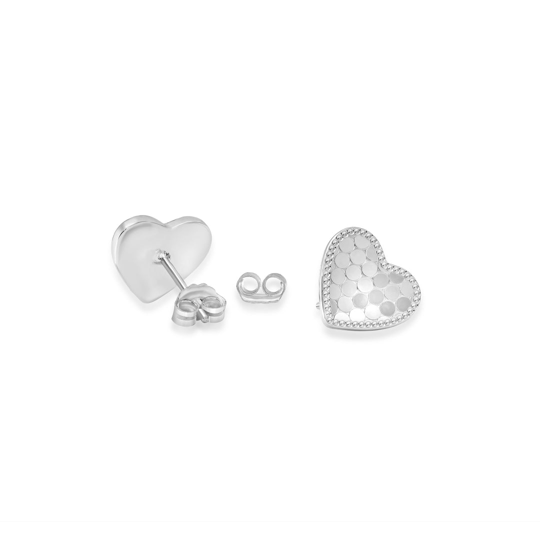 White Rhodium Plated Heart Earring in 925 Sterling Silver