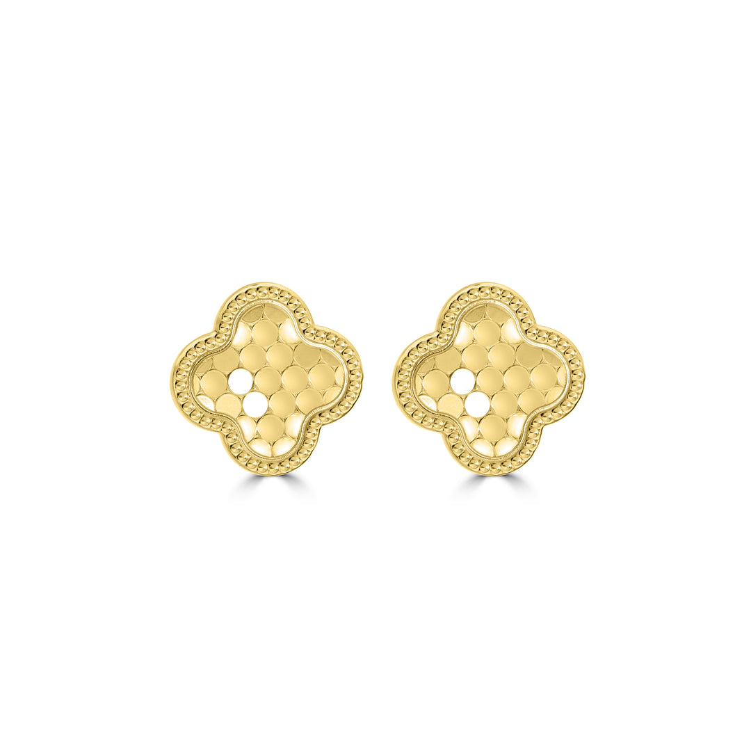 Yellow Gold Plated CLOVER Stud Earring in 925 Silver