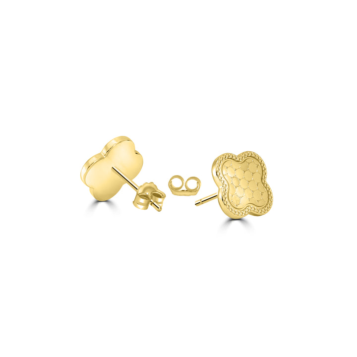 Yellow Gold Plated CLOVER Stud Earring in 925 Silver