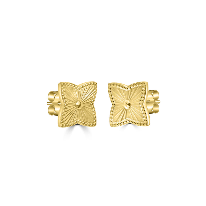 Yellow Gold Plated Stud Earring in 925 Sterling Silver