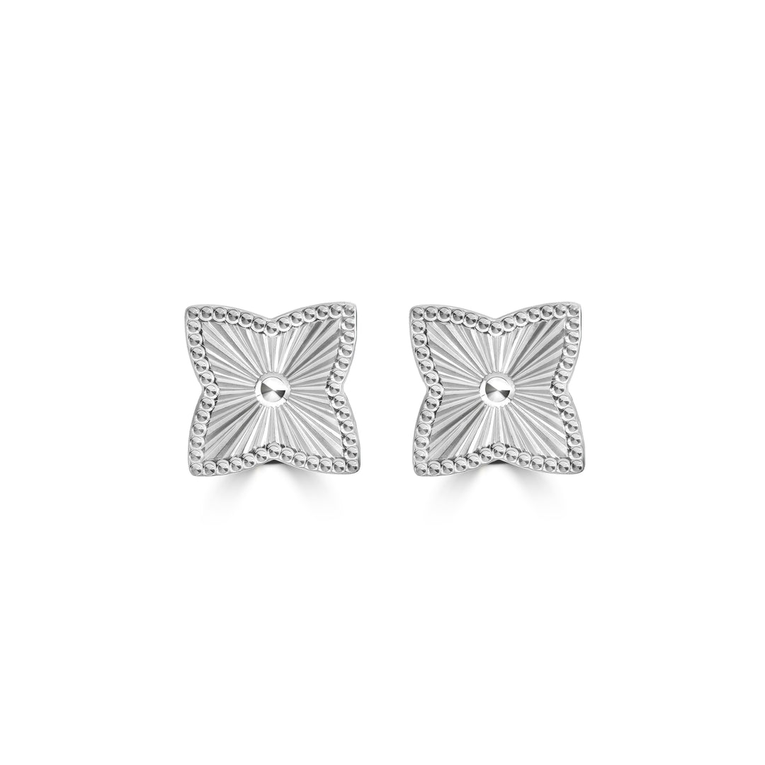 White Rhodium Plated Stud Earring in 925 Sterling Silver