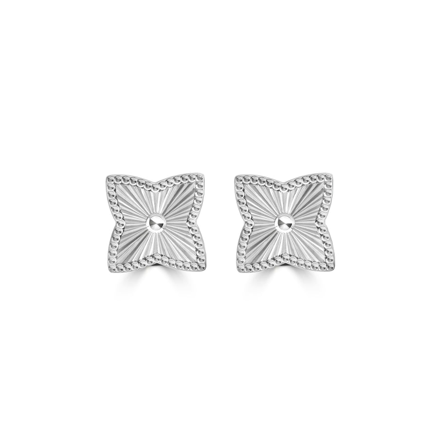 White Rhodium Plated Stud Earring in 925 Sterling Silver