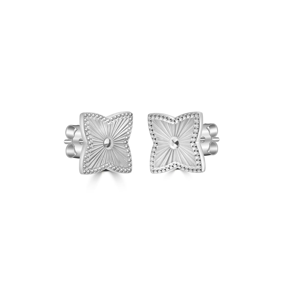 White Rhodium Plated Stud Earring in 925 Sterling Silver