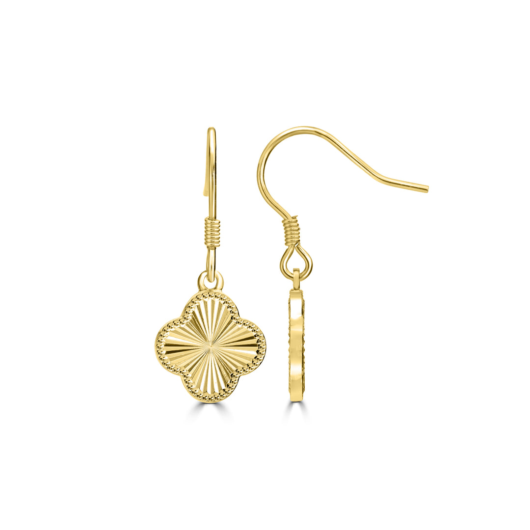 Yellow Gold Plated CLOVER Earring in 925 Sterling Silver