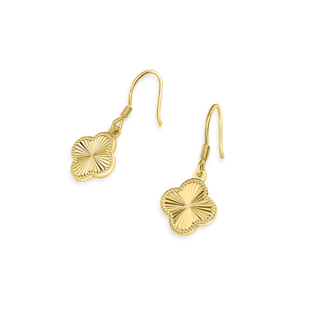 Yellow Gold Plated CLOVER Earring in 925 Sterling Silver