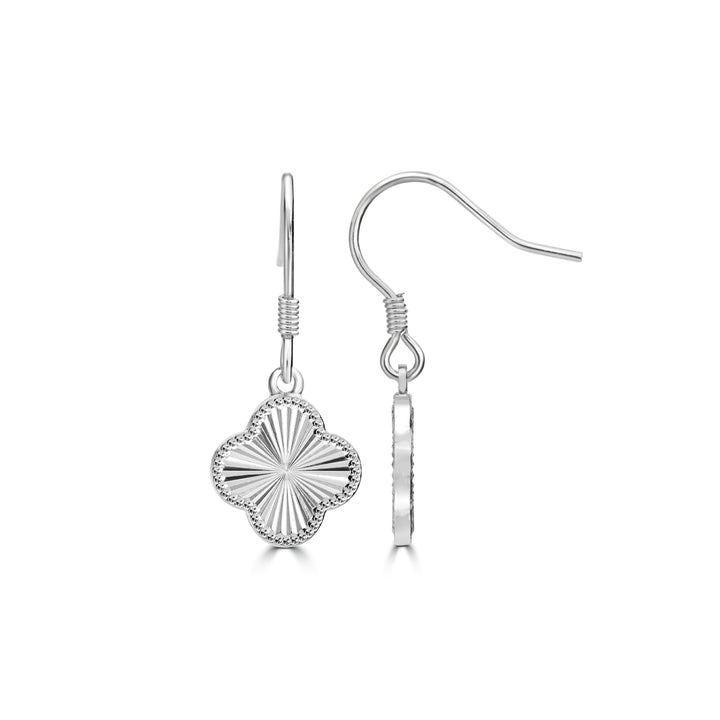 White Rhodium Plated CLOVER Earring in 925 Sterling Silver