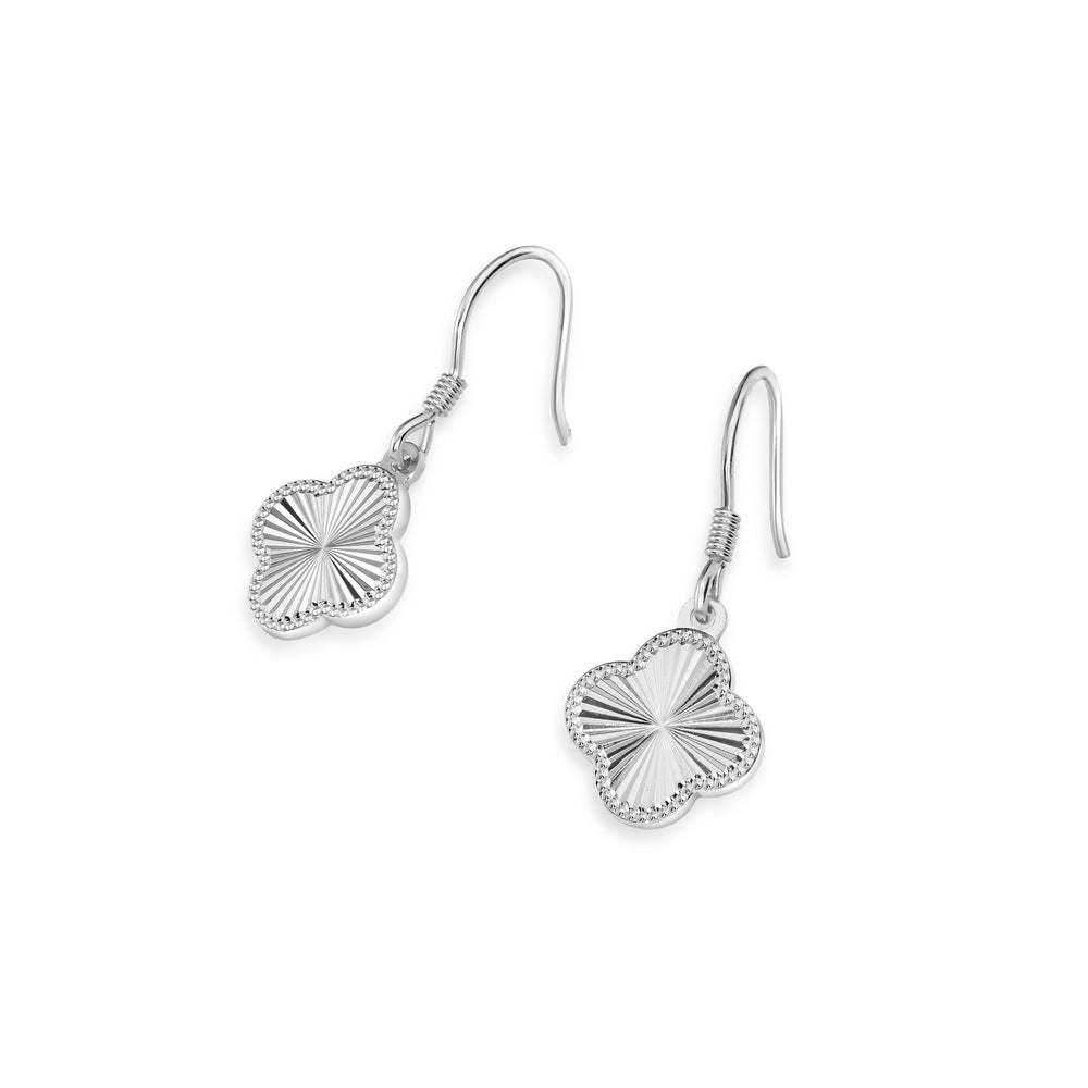 White Rhodium Plated CLOVER Earring in 925 Sterling Silver