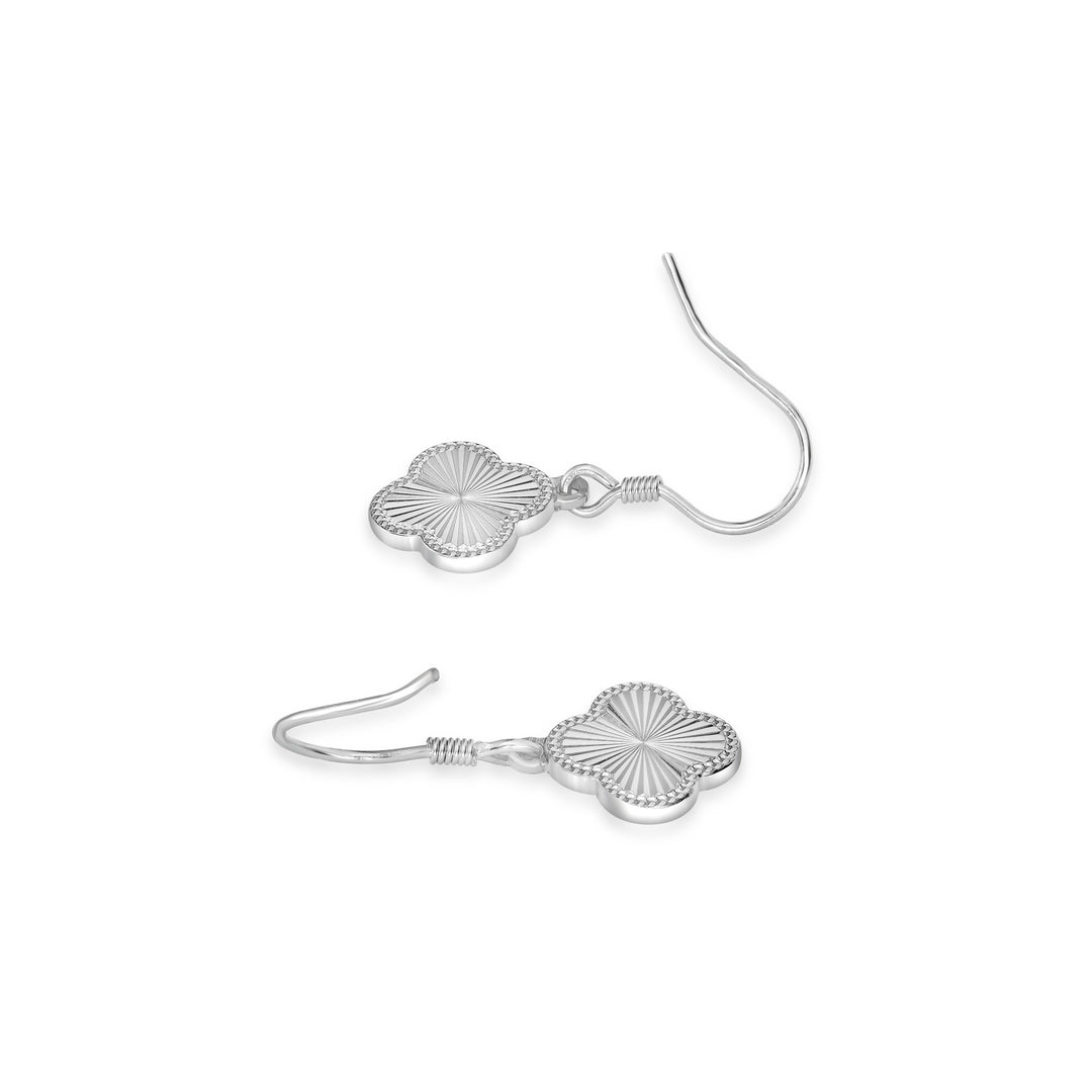 White Rhodium Plated CLOVER Earring in 925 Sterling Silver