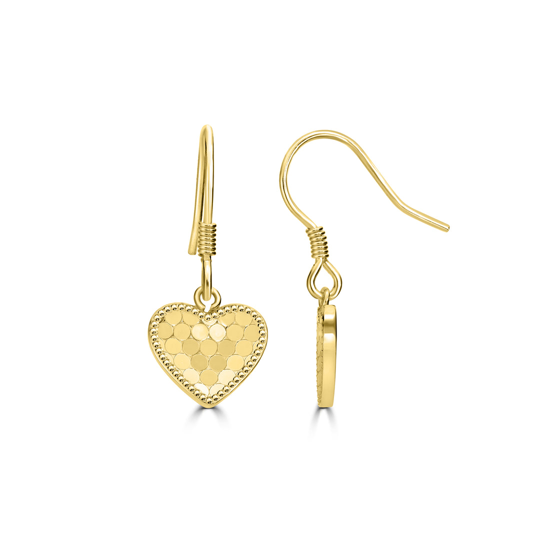 Yellow Gold Plated Heart Earring in 925 Sterling Silver