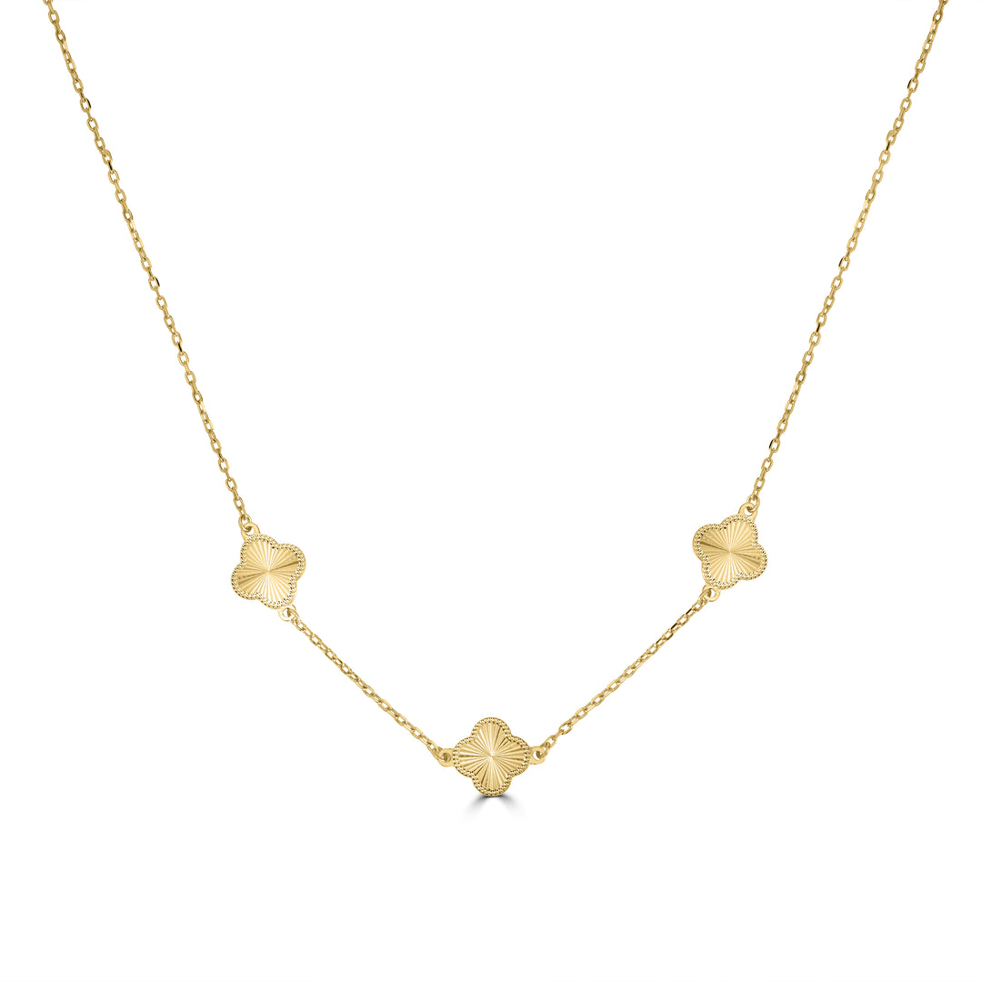 Yellow Gold Plated CLOVER Trilogy Necklace in 925 Silver