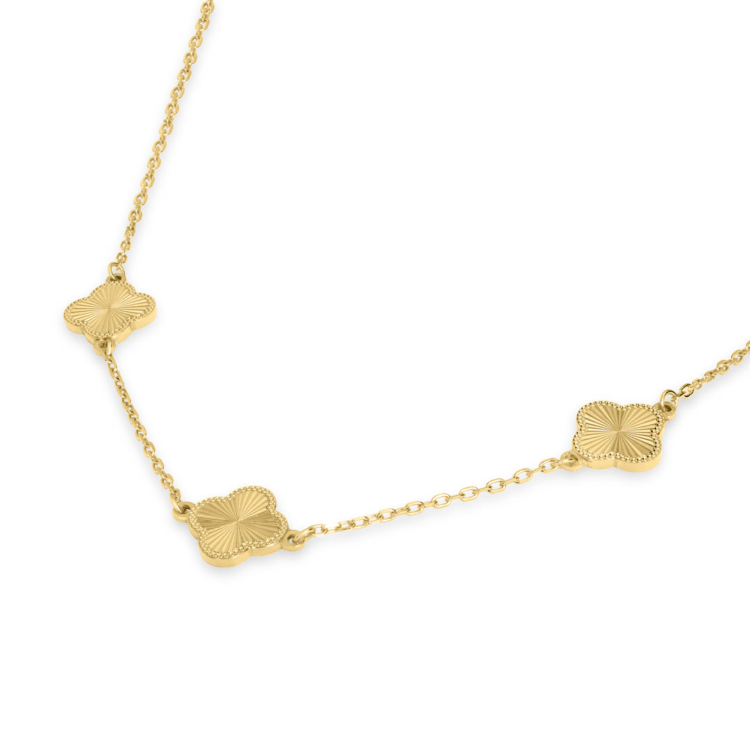 Yellow Gold Plated CLOVER Trilogy Necklace in 925 Silver