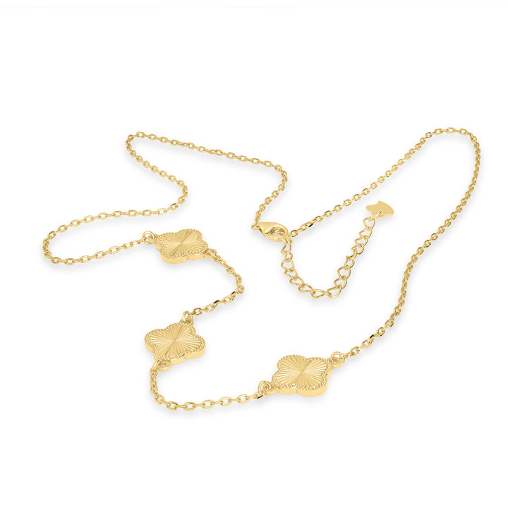 Yellow Gold Plated CLOVER Trilogy Necklace in 925 Silver