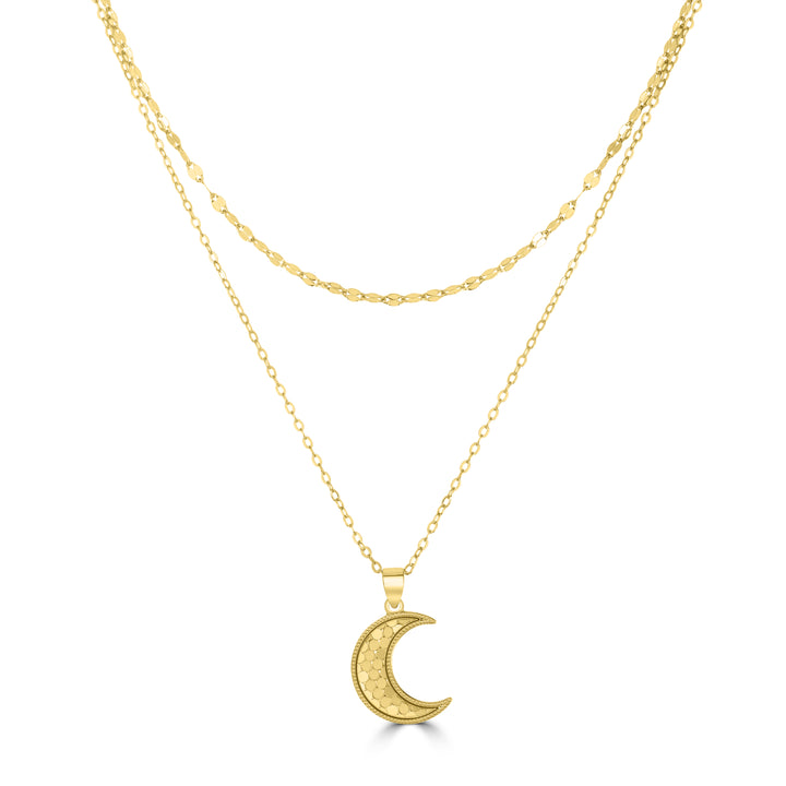 Yellow Gold Plated Half Moon Necklace in 925 Sterling Silver