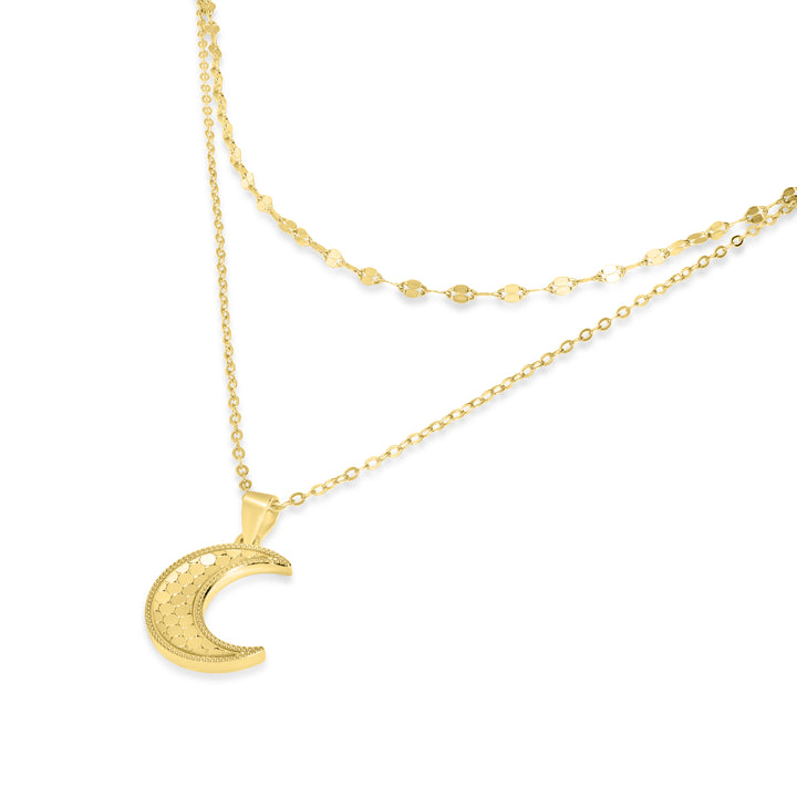 Yellow Gold Plated Half Moon Necklace in 925 Sterling Silver