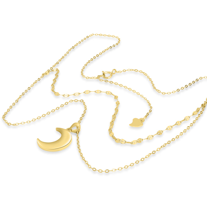 Yellow Gold Plated Half Moon Necklace in 925 Sterling Silver