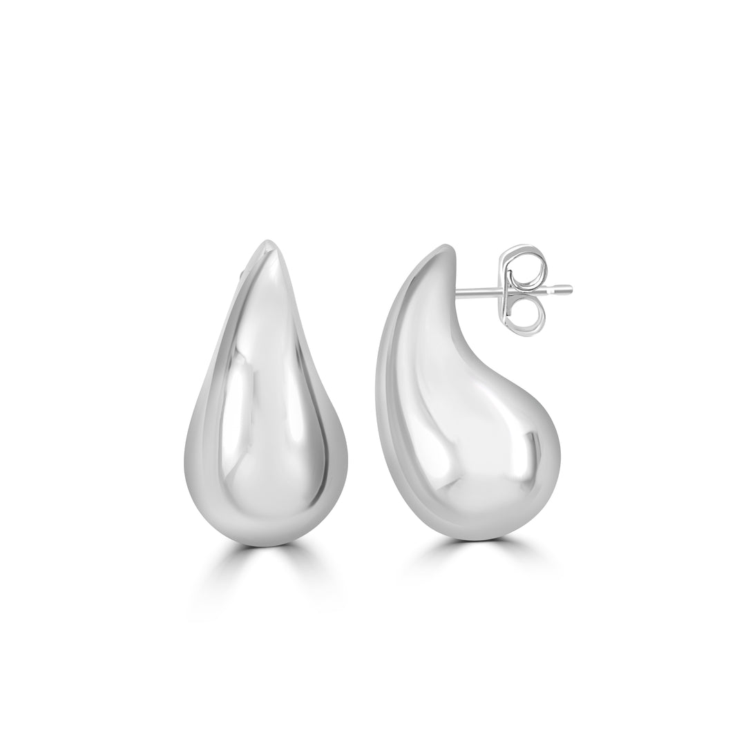 White Rhodium Plated Drop Earring in 925 Sterling Silver