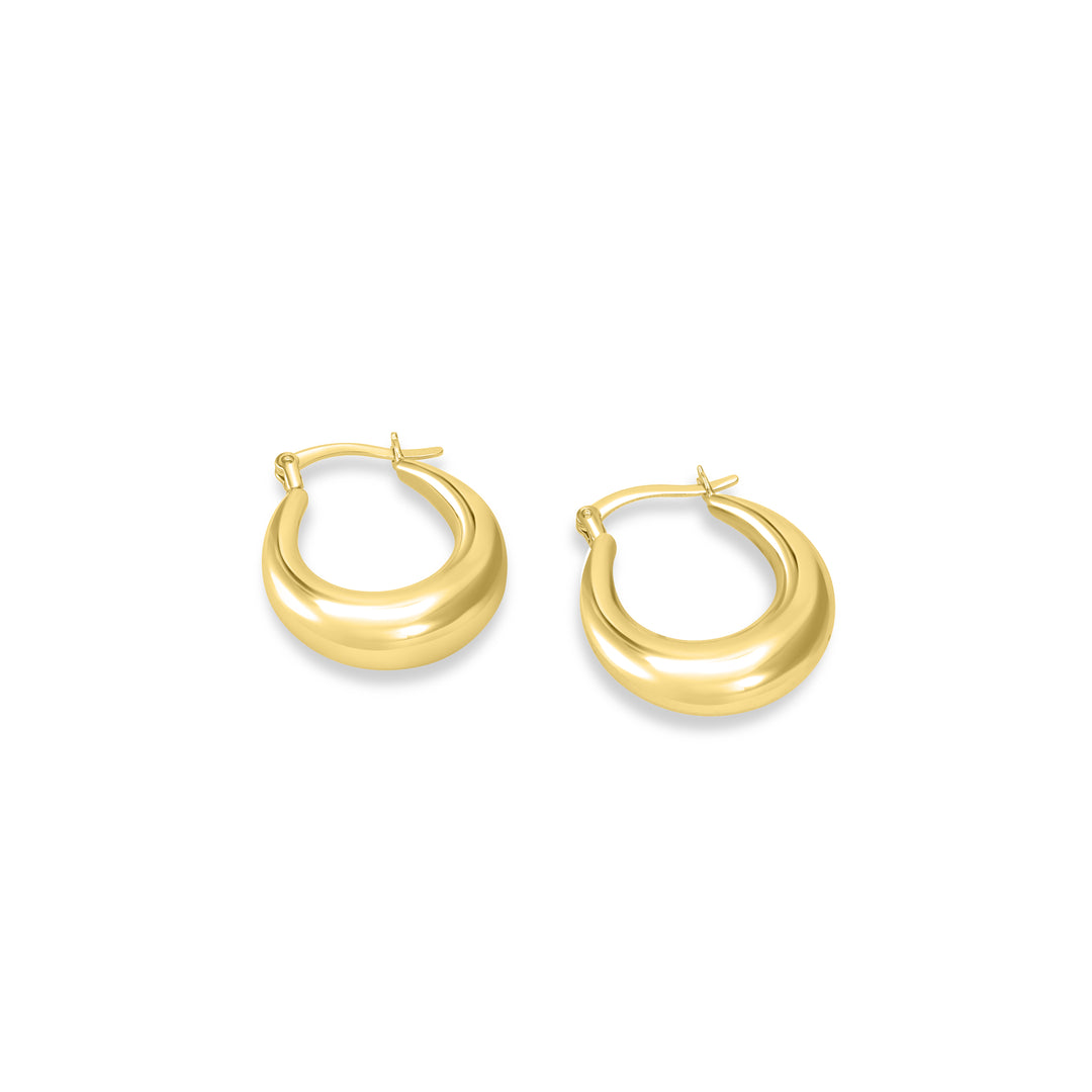 Yellow Gold Plated Chunky Hoop Earring in 925 Silver