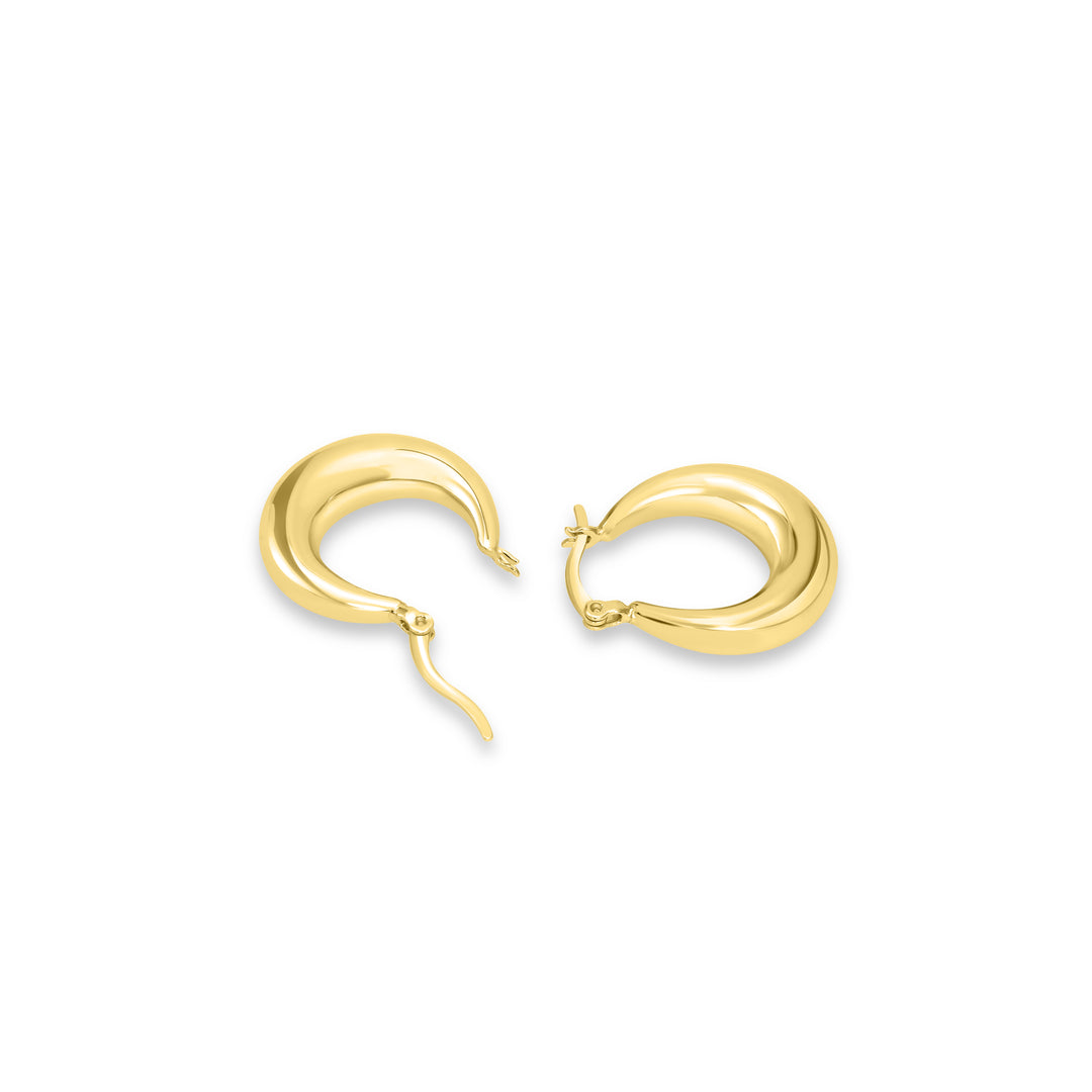 Yellow Gold Plated Chunky Hoop Earring in 925 Silver