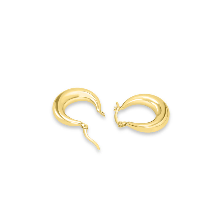 Yellow Gold Plated Chunky Hoop Earring in 925 Silver