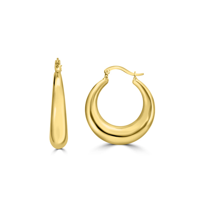 Yellow Gold Plated Round Hoop Earring in 925 Silver