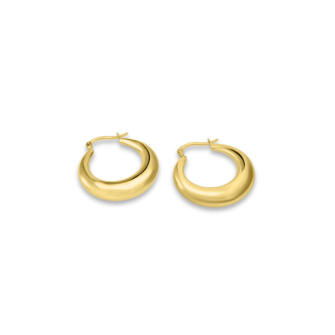 Yellow Gold Plated Round Hoop Earring in 925 Silver