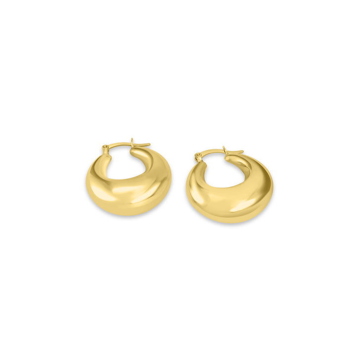 Yellow Gold Plated Dome Hoop Earring in 925 Sterling Silver