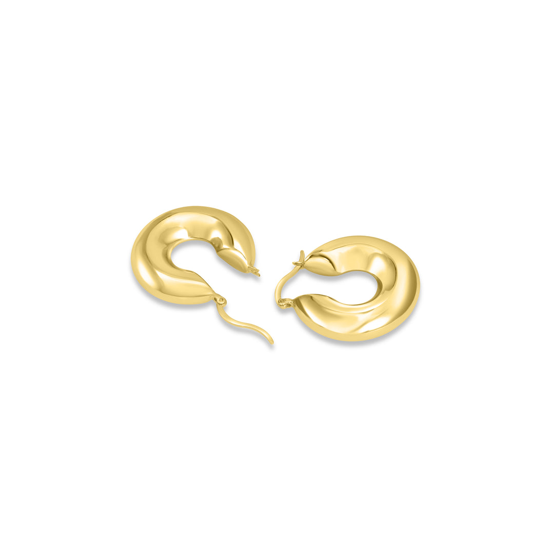 Yellow Gold Plated Tube Hoop Earring in 925 Sterling Silver