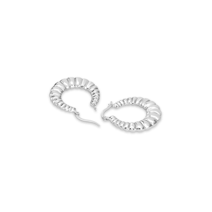 White Rhodium Plated Hoop Earring in 925 Sterling Silver