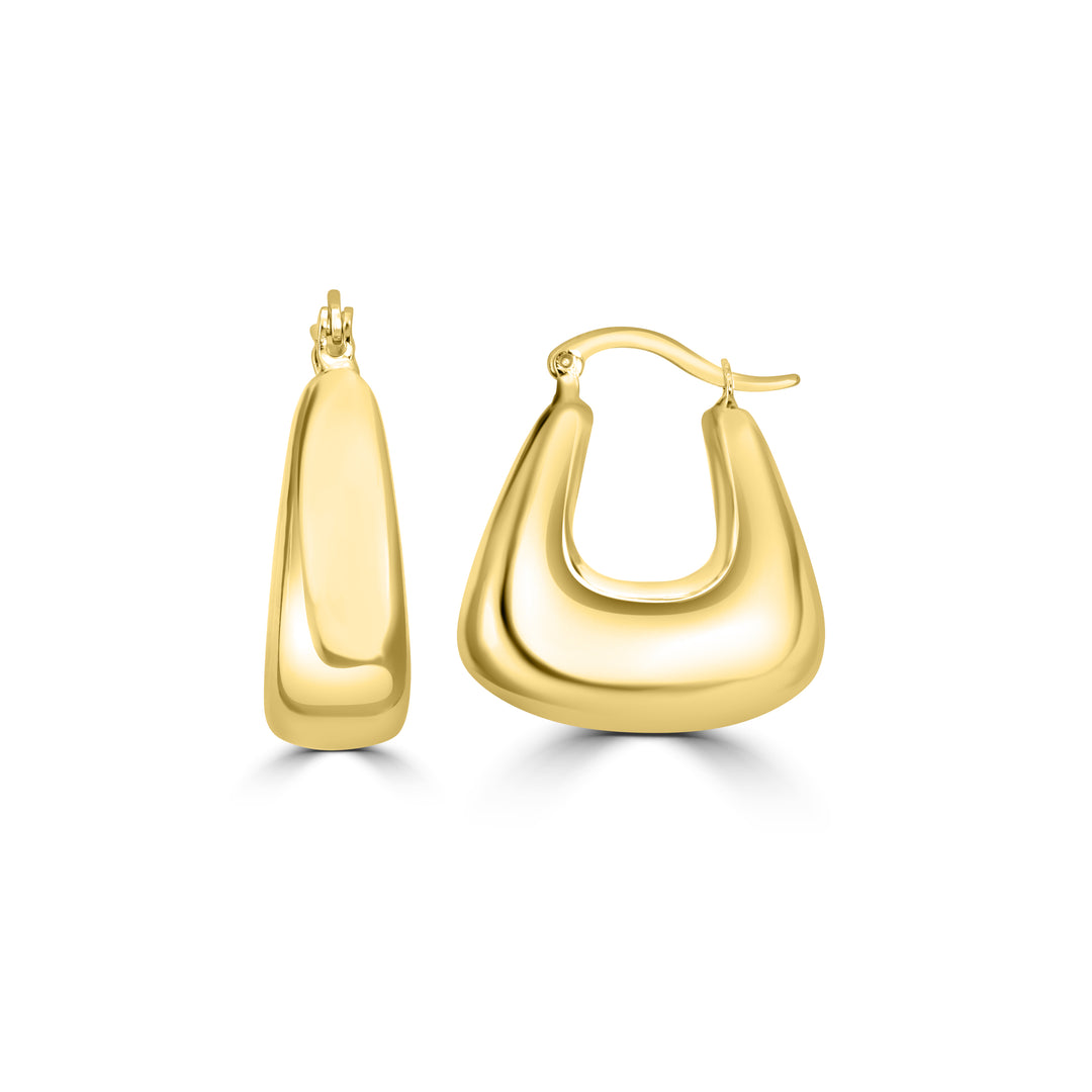 Yellow Gold Plated U-Hoop Earring in 925 Sterling Silver