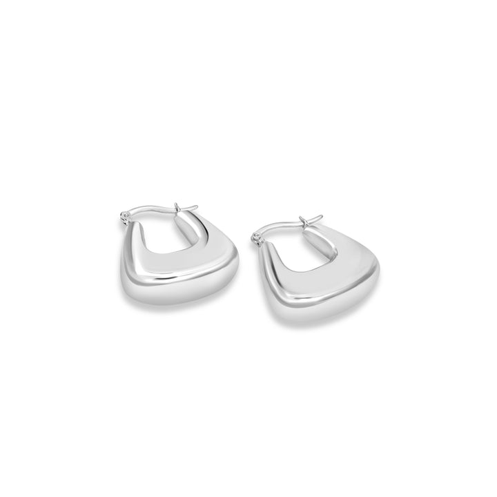 White Rhodium Plated U-Hoop Earring in 925 Sterling Silver