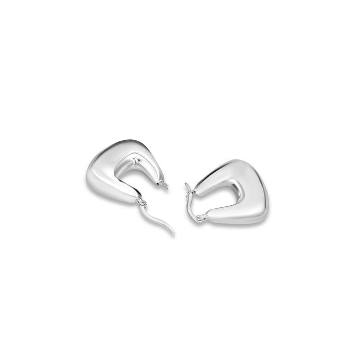 White Rhodium Plated U-Hoop Earring in 925 Sterling Silver