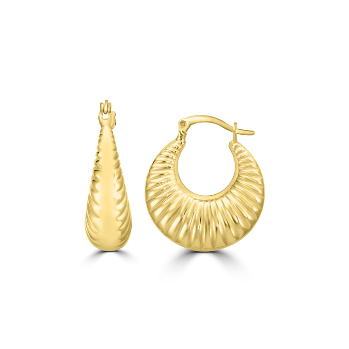 Yellow Gold Plated Creole Hoop Earring in 925 Silver