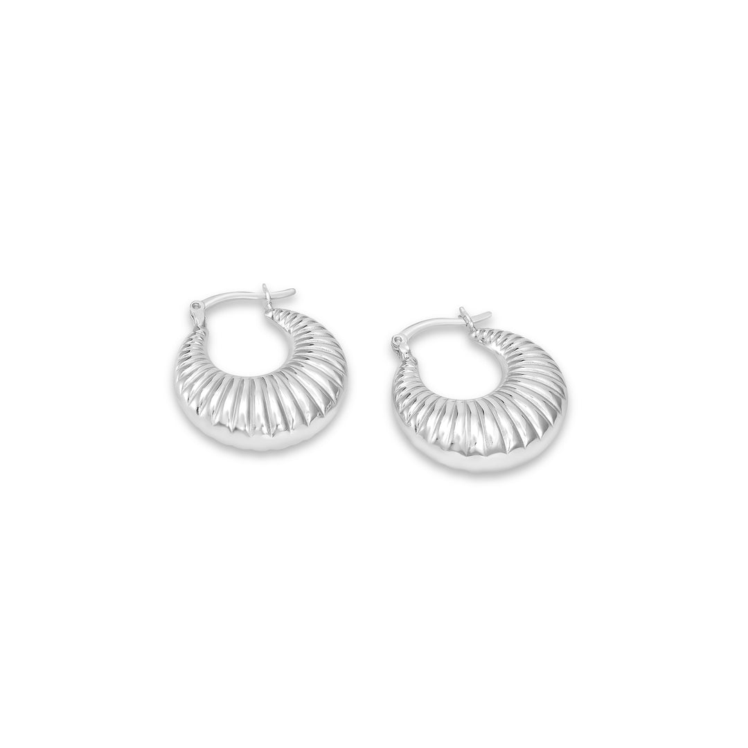 White Rhodium Plated Creole Hoop Earring in 925 Silver