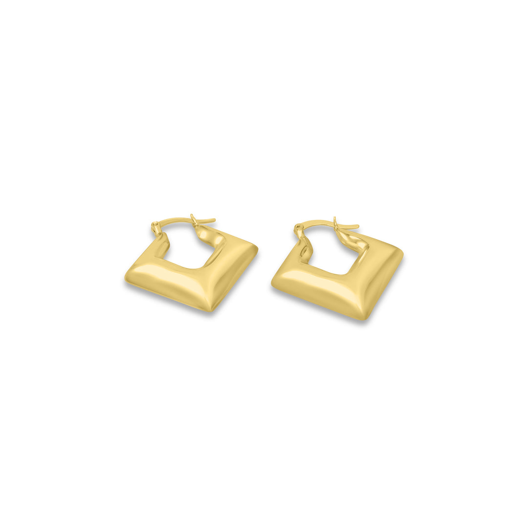 Yellow Gold Plated Square Hoop Earring in 925 Silver