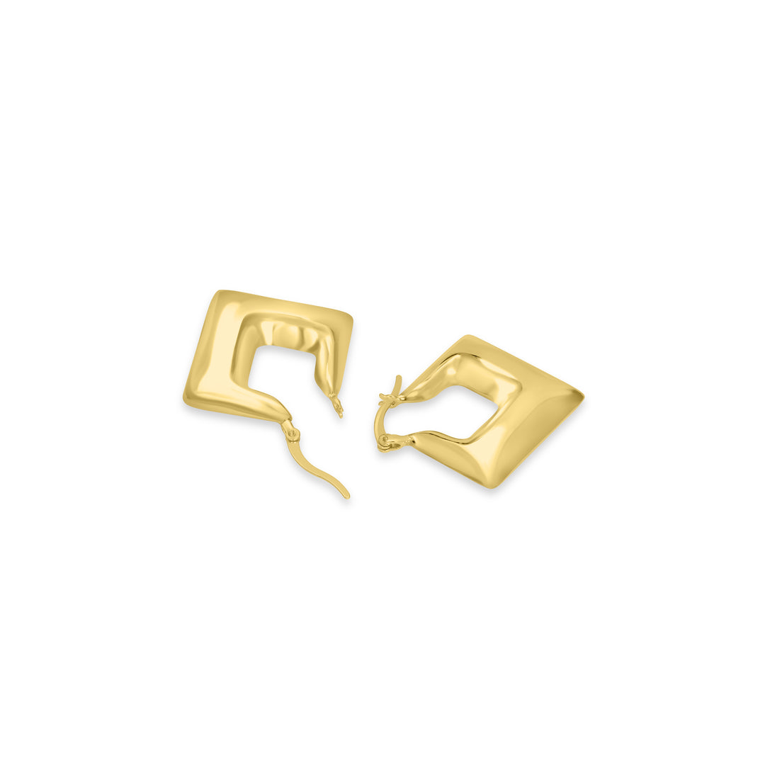 Yellow Gold Plated Square Hoop Earring in 925 Silver