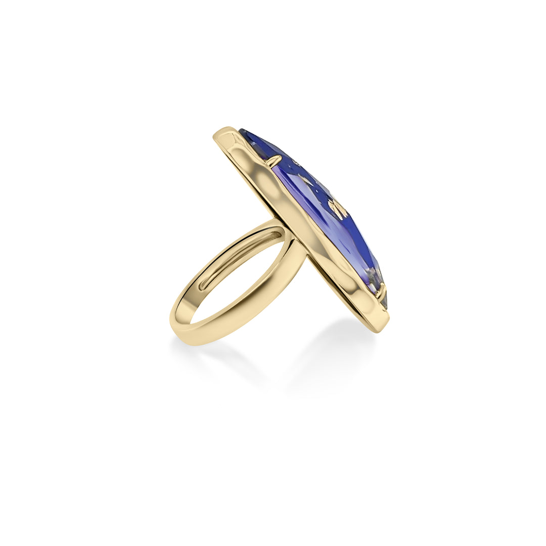 17.92 Cts Lapis Lazuli Statement Ring in Brass