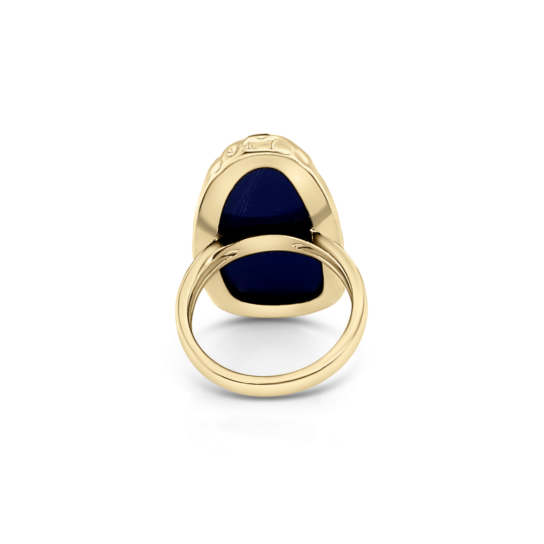 17.92 Cts Lapis Lazuli Statement Ring in Brass