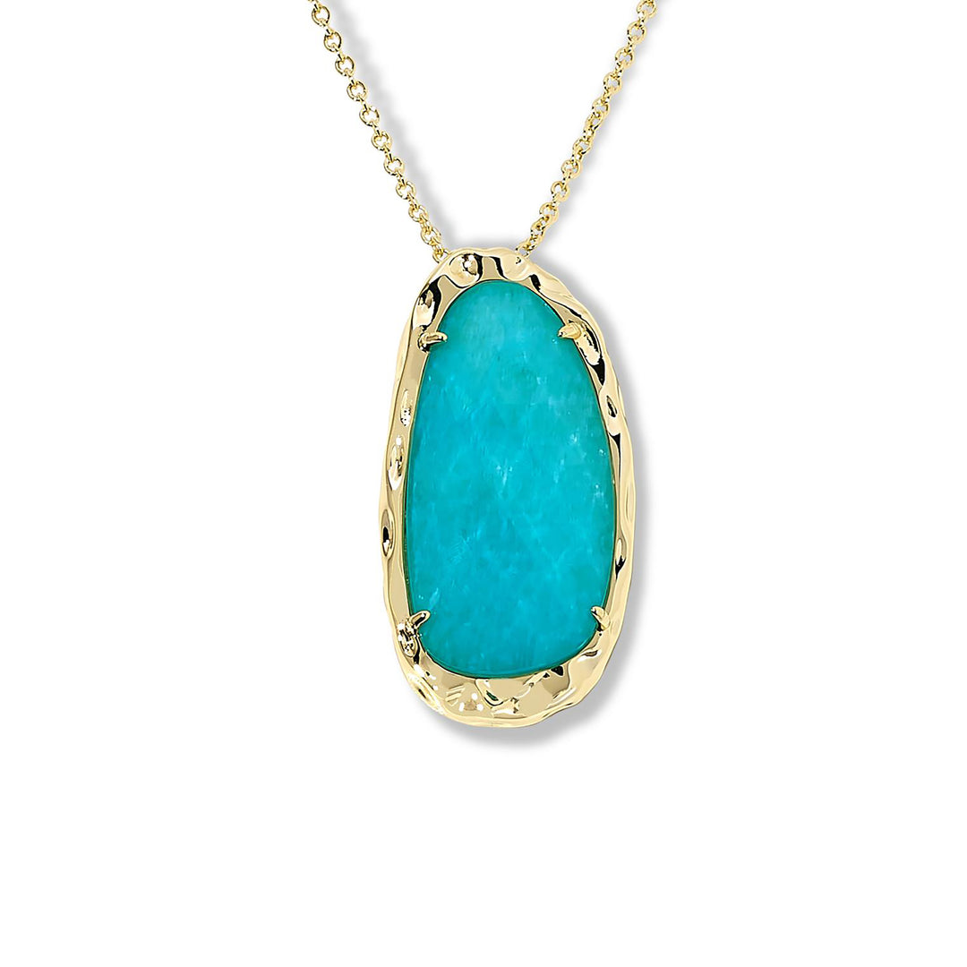 14.21 Cts Blue Quartz Drop Pendant in Brass