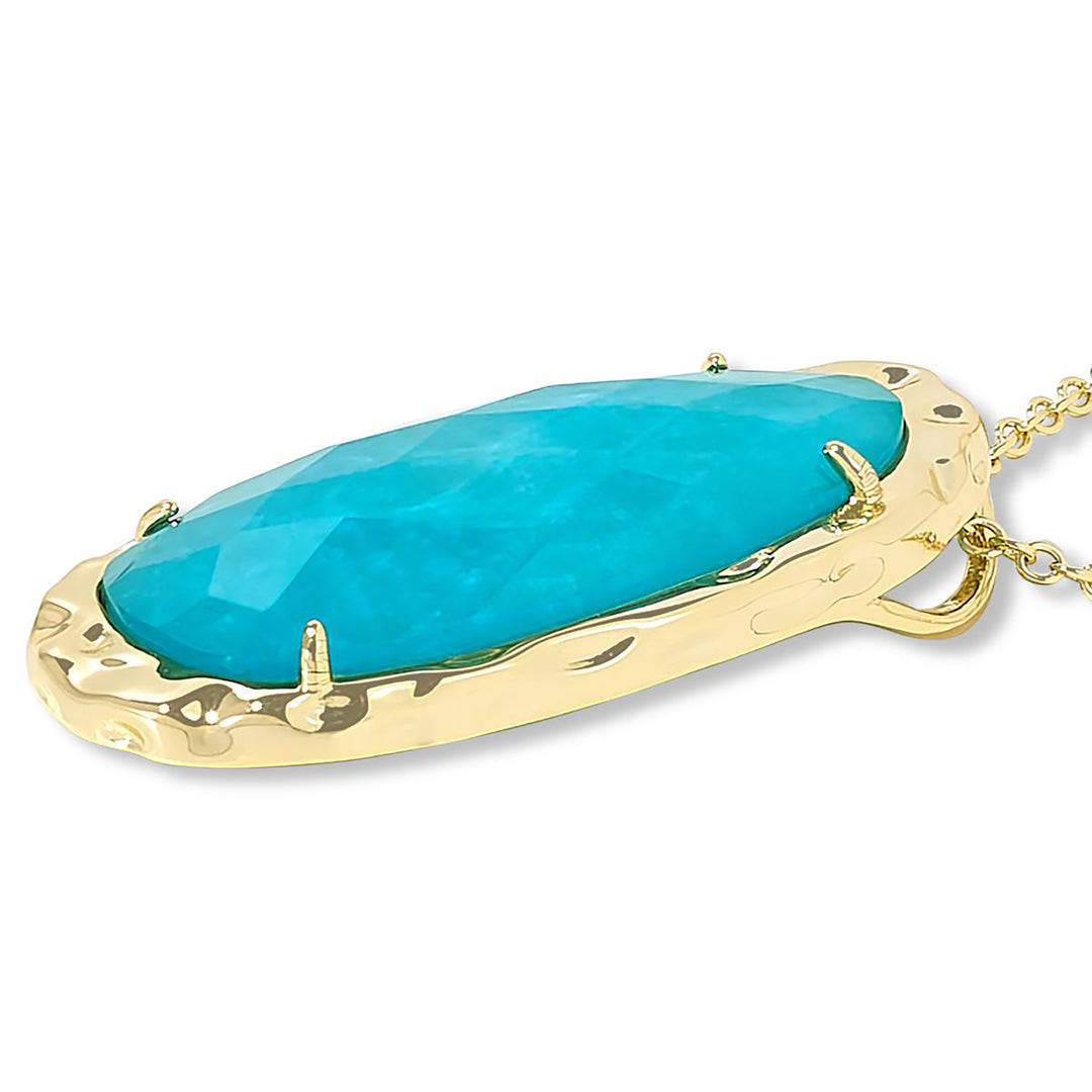 14.21 Cts Blue Quartz Drop Pendant in Brass