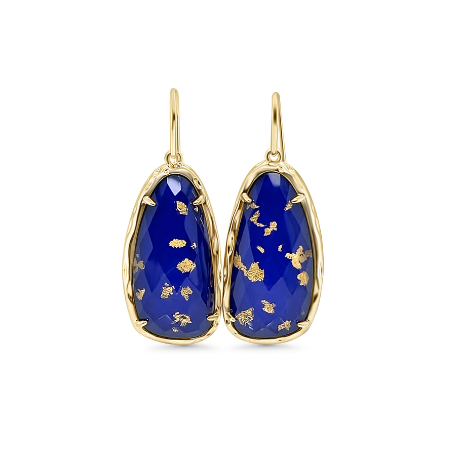 35.96 Cts Lapis Lazuli Dangle Earring in Brass